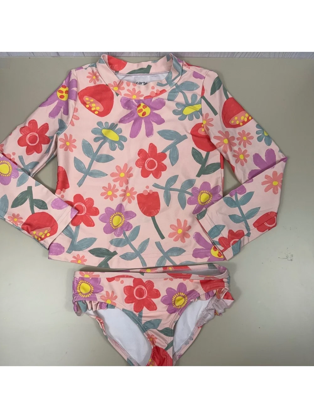 Girls Swimwear Bundle Size 4T Carter’s Floral Rash Guard Set & Bluey 2-Piece